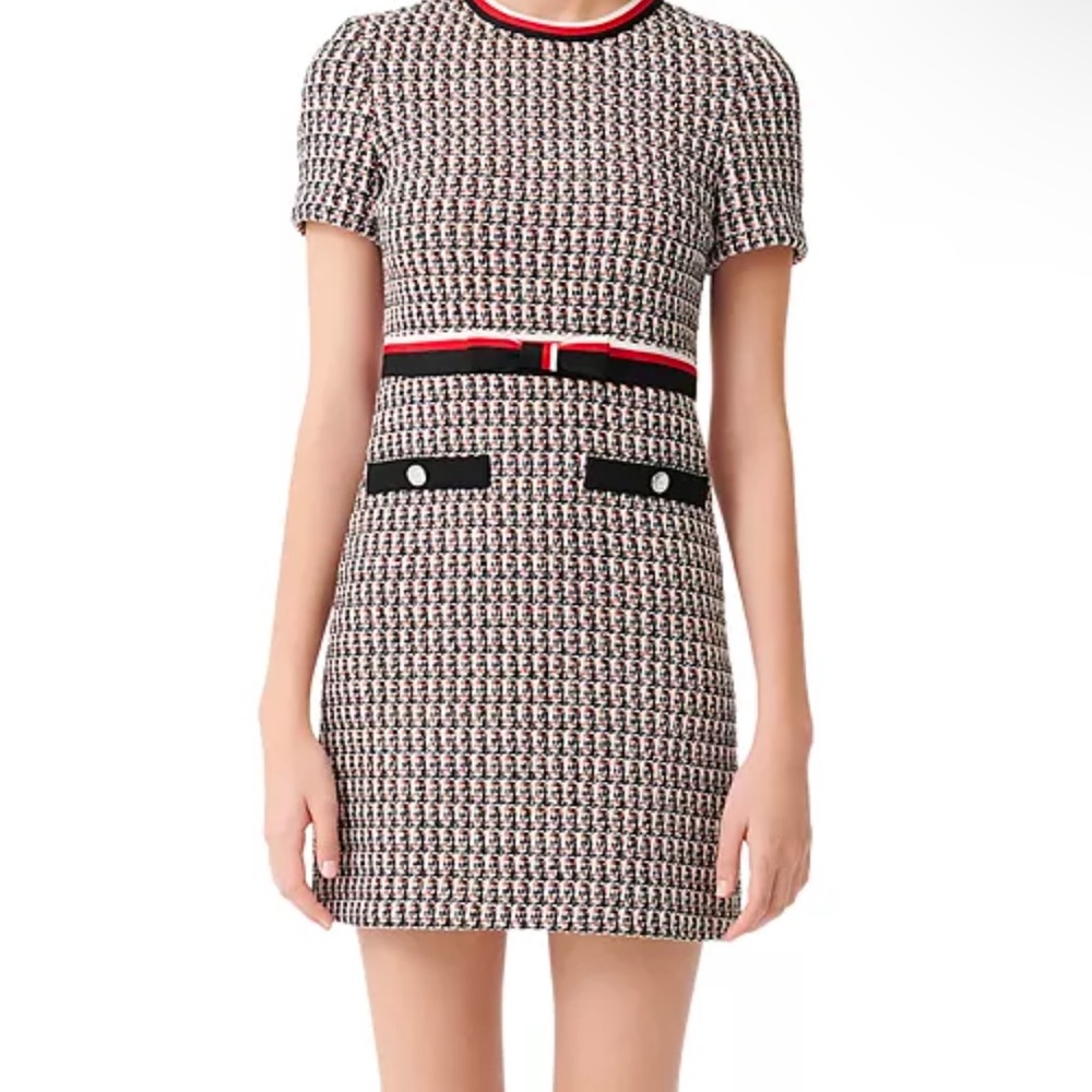 Elegant Black and White Tweed Dress